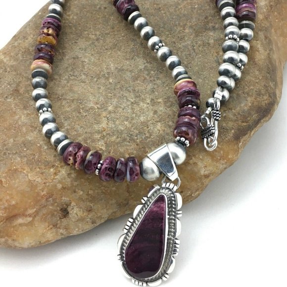 Women's Gift Navajo Purple Necklace Pendant Ln 22 - Picture 2 of 12